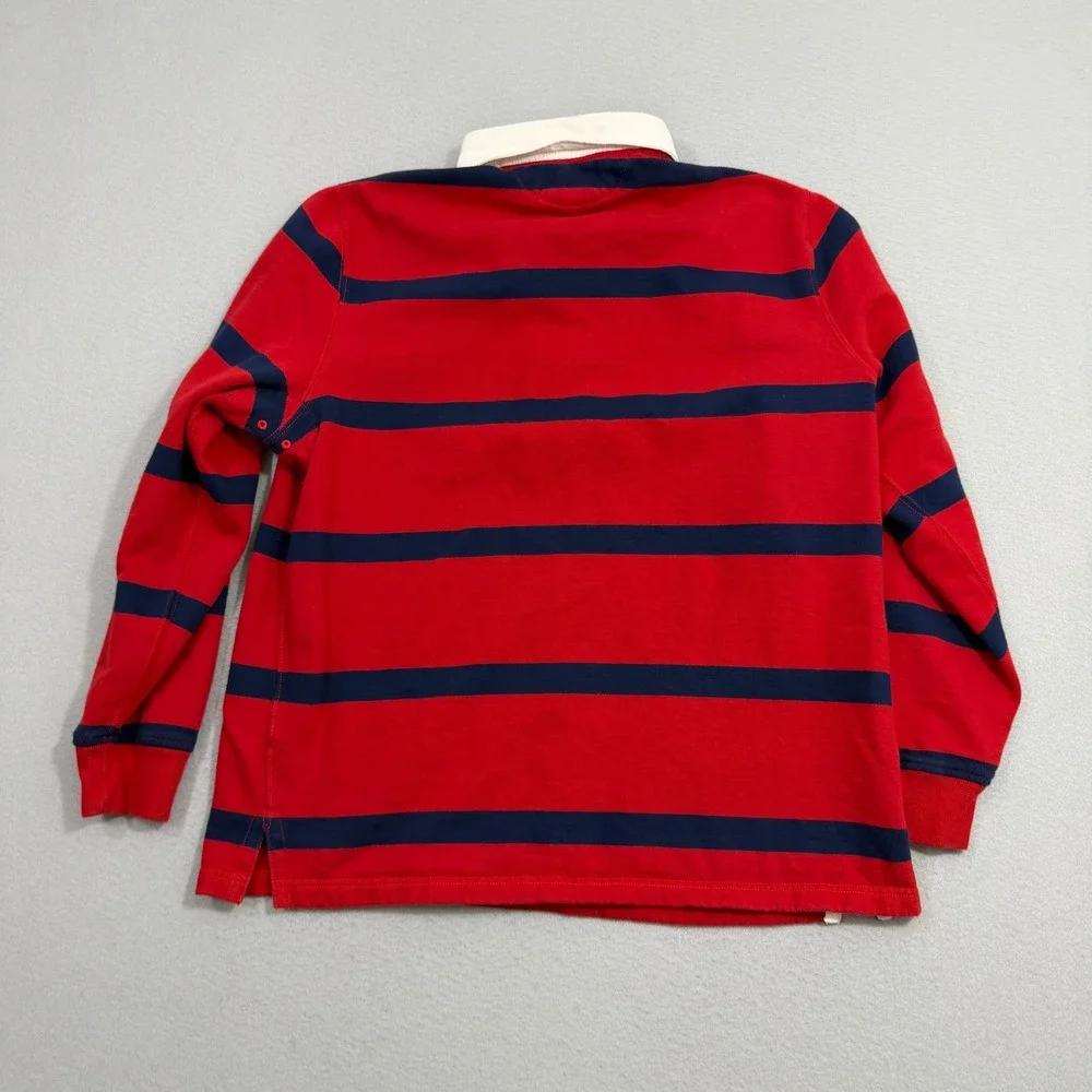 Vintage Polo Ralph Lauren Rugby Shirt Men's XL Red Striped Long Sleeve Preppy